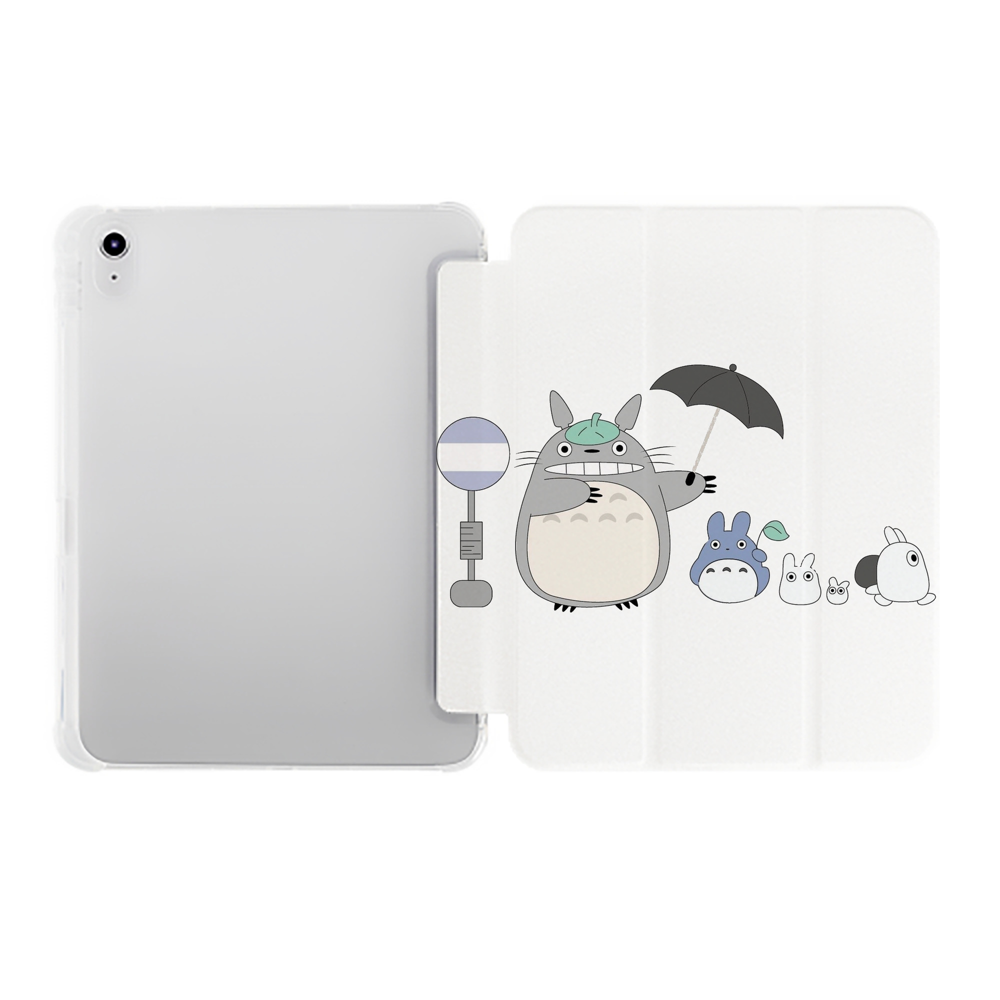 （画像用） となりのトトロ 草壁メイ 草壁サツキ My Neighbor Totoro Satsuki Kusakabe Mei Kusakabe IPad ケース ペン収納付き 三つ折りスタンド PUレザー×シリコン 対応機種9.5/10.5/10.9インチ